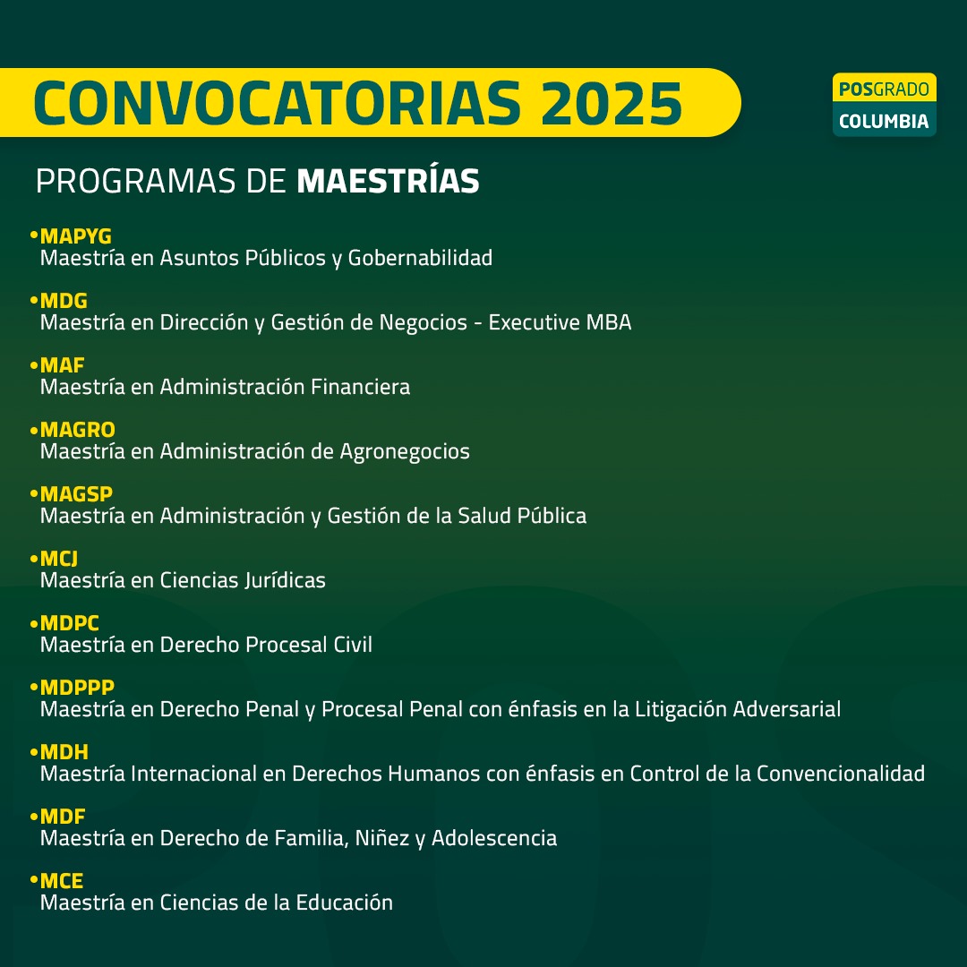 ¡CONVOCATORIAS 2025- Maestrías